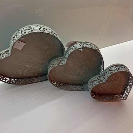 Distressed Heart Trays - set of three