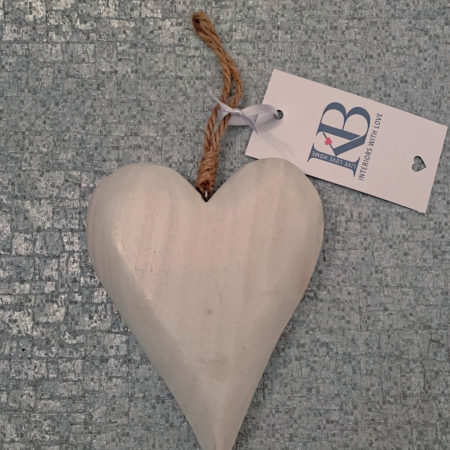 Chunky Wooden White Heart