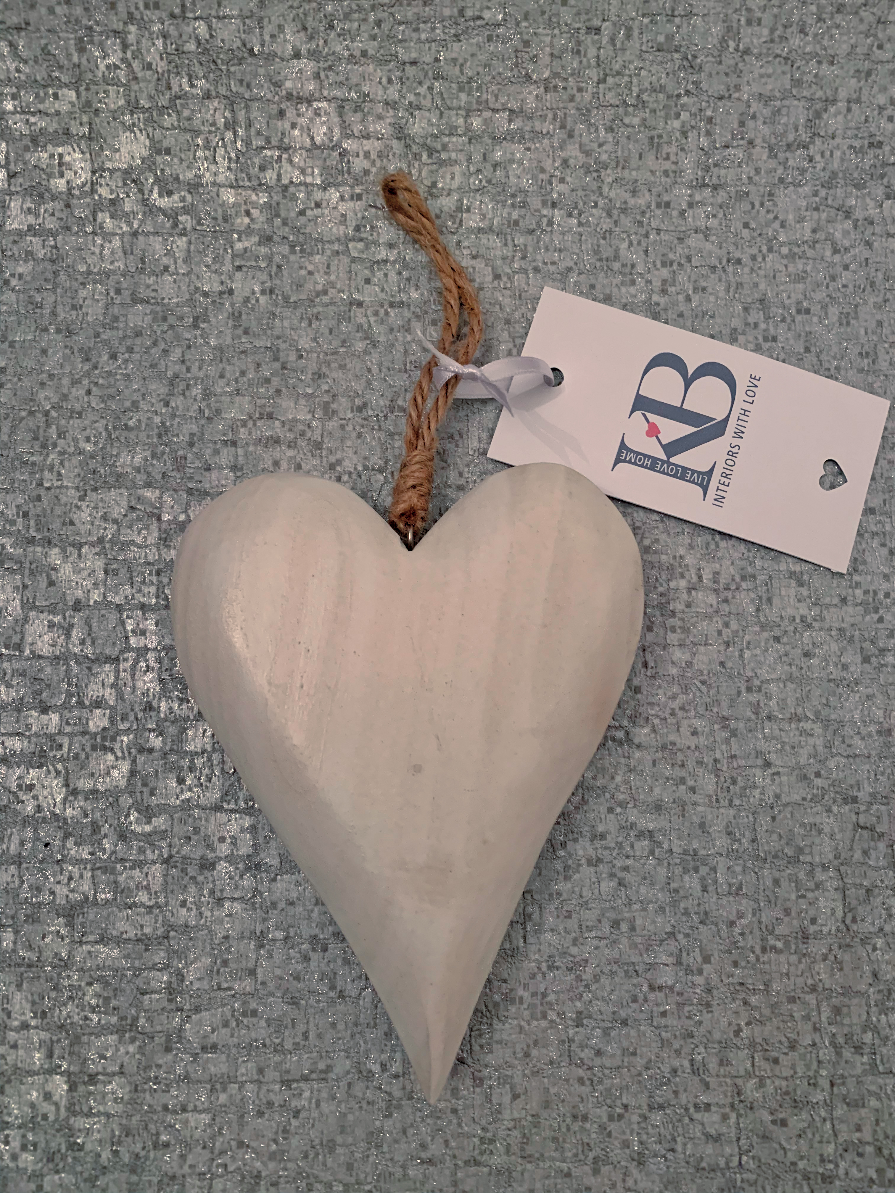 Chunky Wooden White Heart