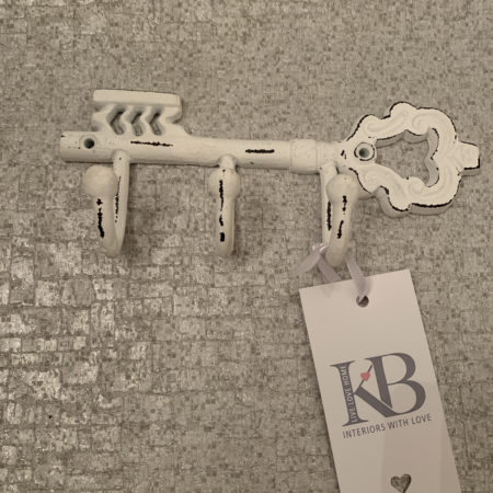 White Antique Cast Iron Key Hook
