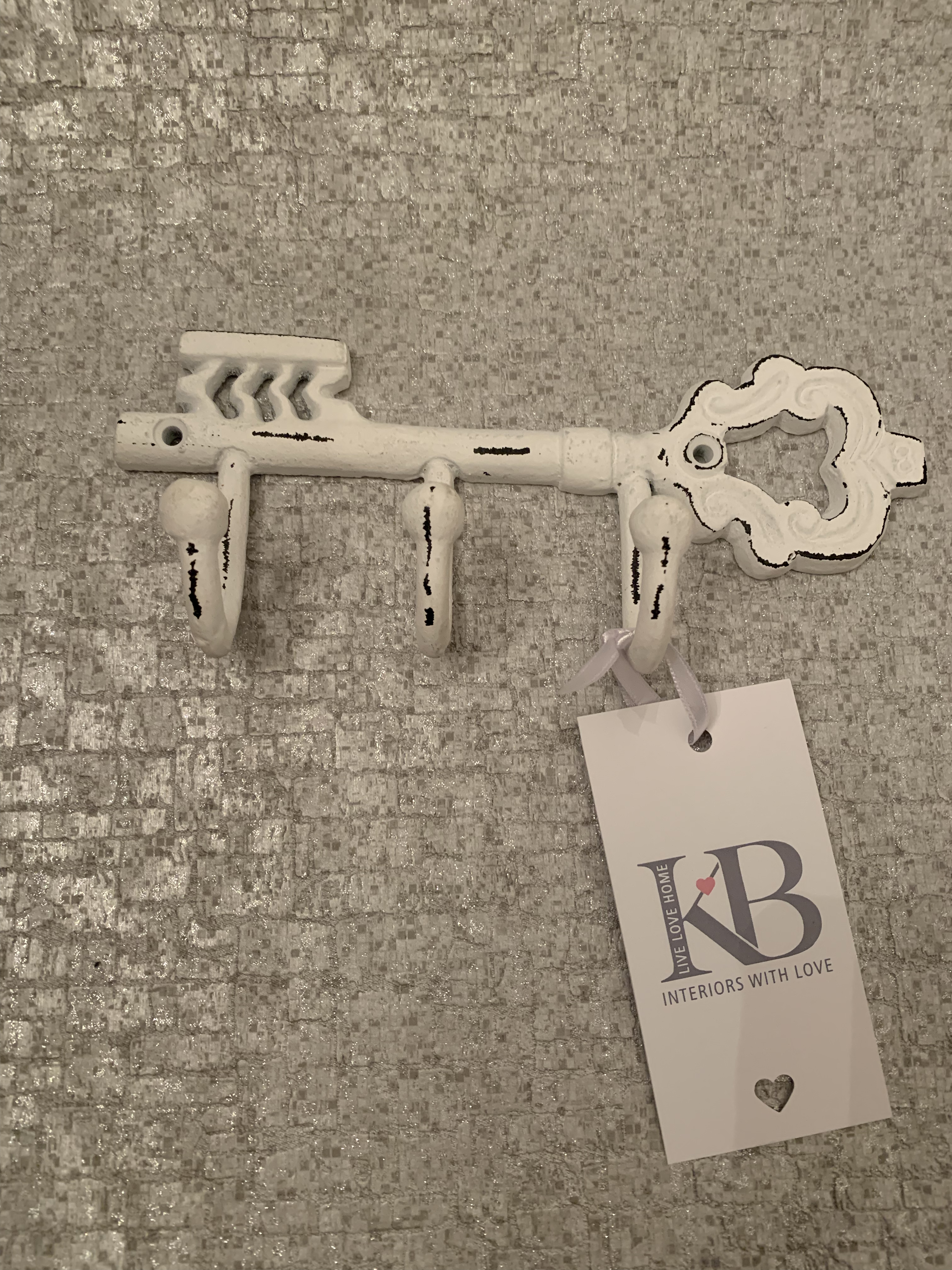 White Antique Cast Iron Key Hook