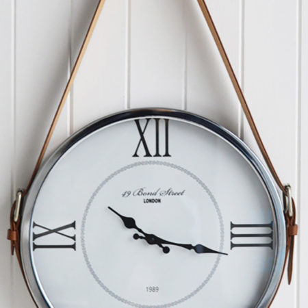 Wall Clock with Leather Strap