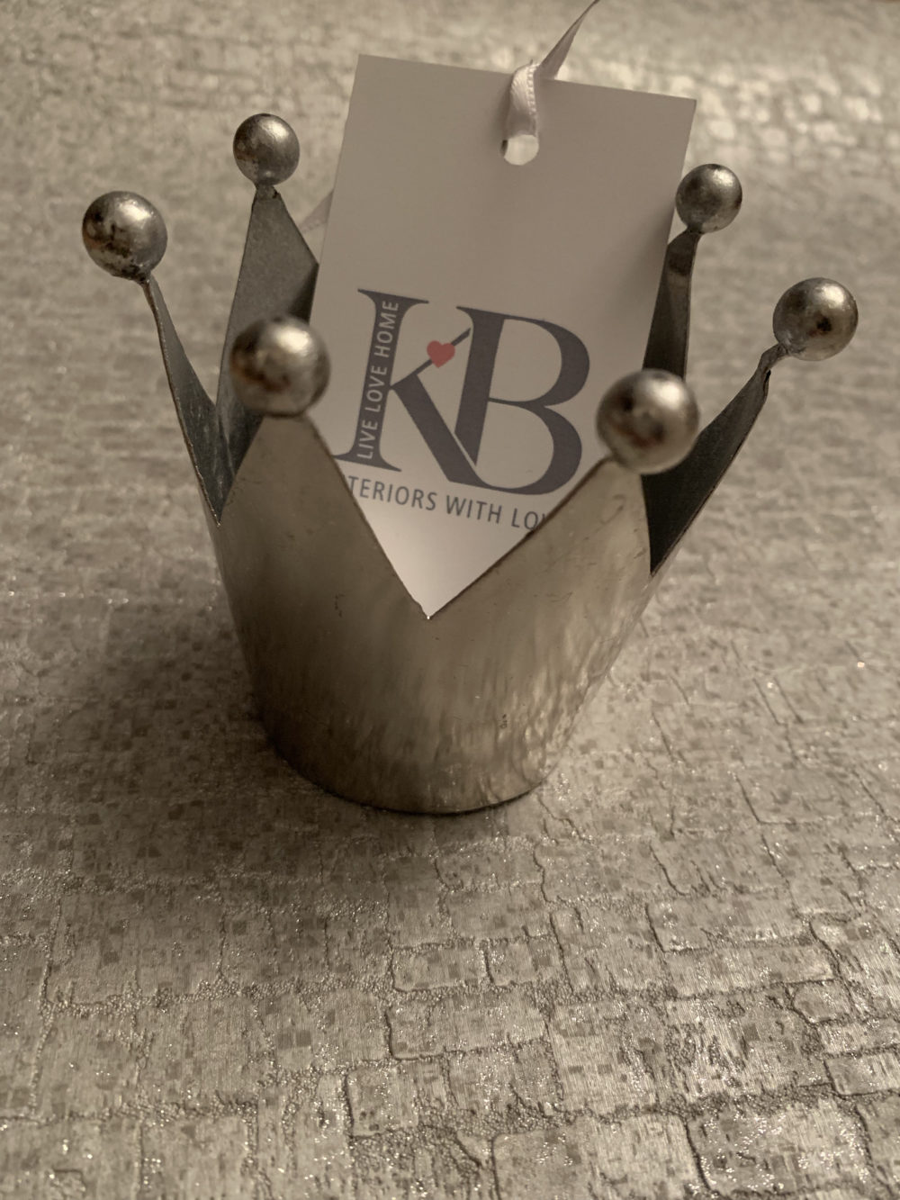 Silver Metal Crown T Light Candle Holder