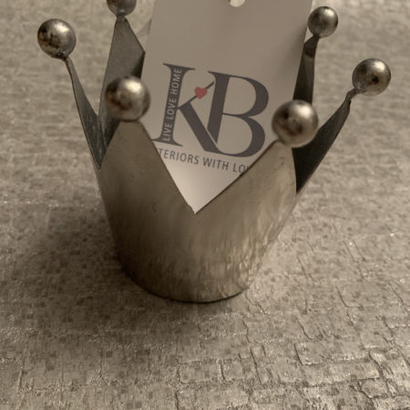 Silver Metal Crown T Light Candle Holder